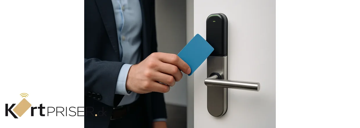 Person bruger adgangskort ved elektronisk d�r