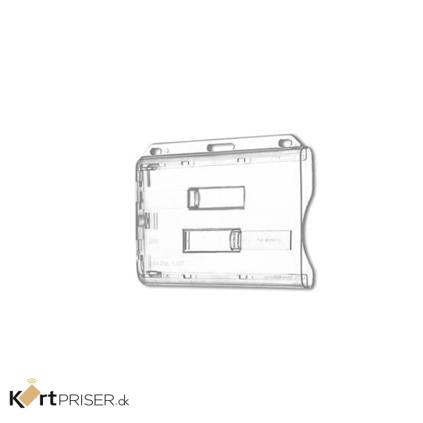 Kortholder, transparent hrd plast, horisontal - for 2 kort