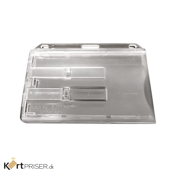 Kortholder, transparent hrd plast, horisontal - for 2 kort