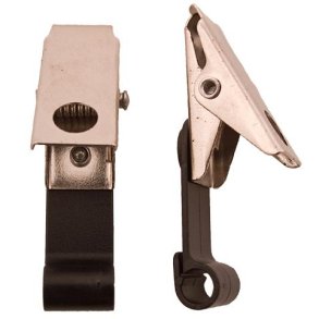 Forkromet metal klips, krokodillen�b p� plast krog