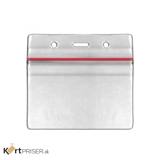 Kortholder, transparent bld plast, horisontal - m./rd ZIP-lukning