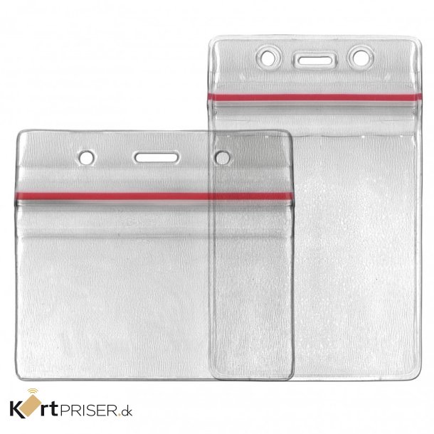 Kortholder, transparent bld plast, horisontal - m./rd ZIP-lukning