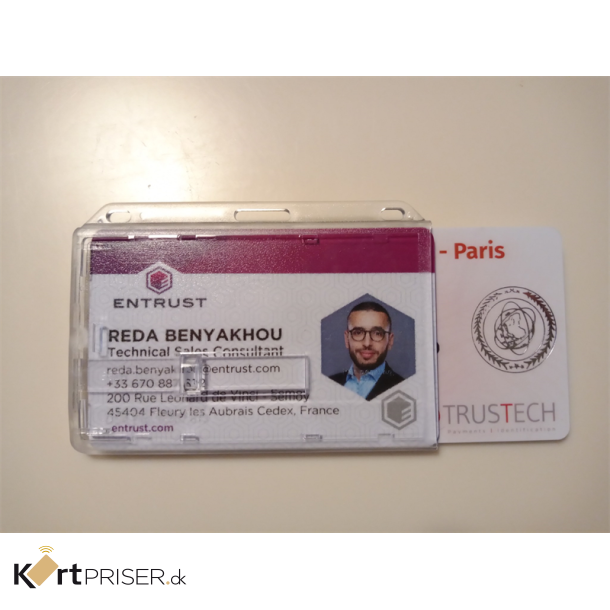 Kortholder, transparent hrd plast, horisontal - for 2 kort