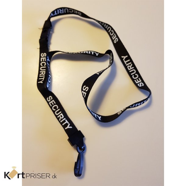 Lanyard sort type SECURITY med plastkrog