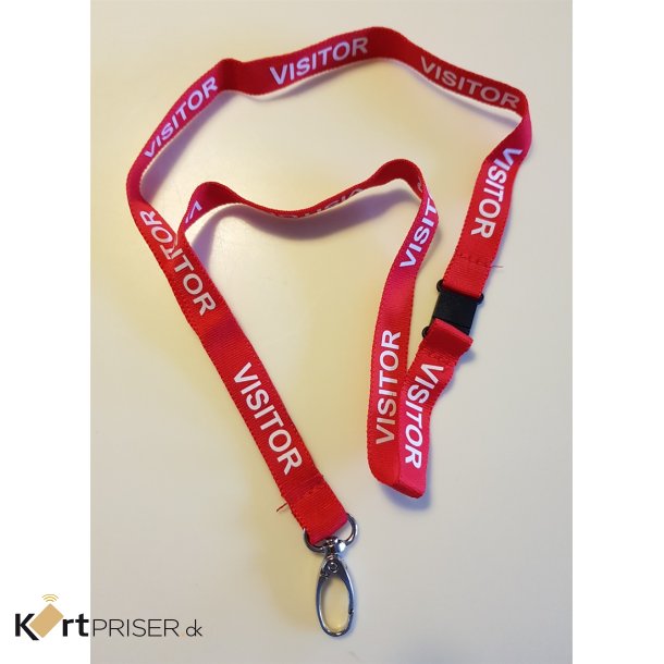 Lanyard rd type VISITOR med metalkrog