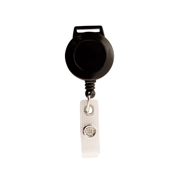 Yoyo med plast strip med tryk knap - til brug sammen med lanyards