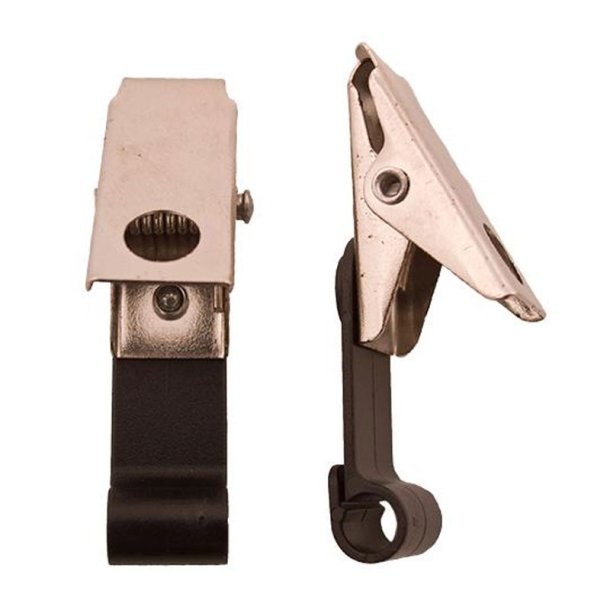 Forkromet metal klips, krokodillen�b p� plast krog